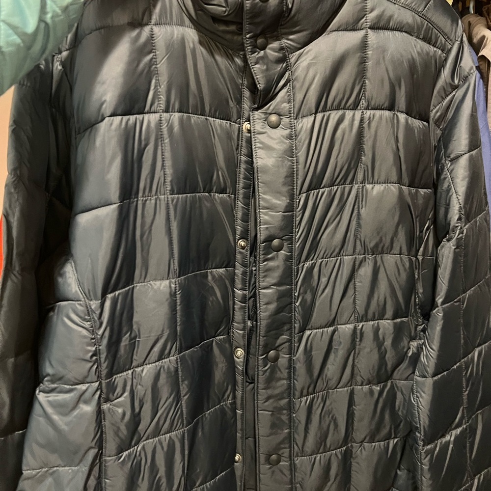 Men's Large Black Quilted Jacket with snaps no zip